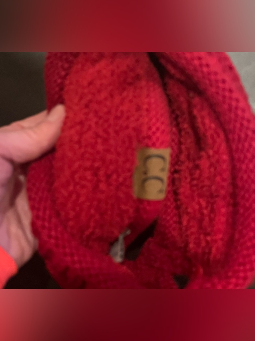 C.C. Red Knit Ponytail Headband with CC Leather Tag - Picture 5 of 5